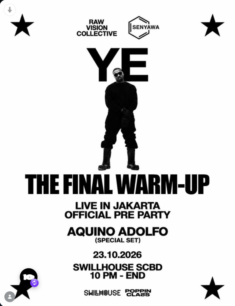 Flyer The Final Warm-Up di Swillhouse SCBD pada 23 Oktober 2026, special set Aquino Adolfo